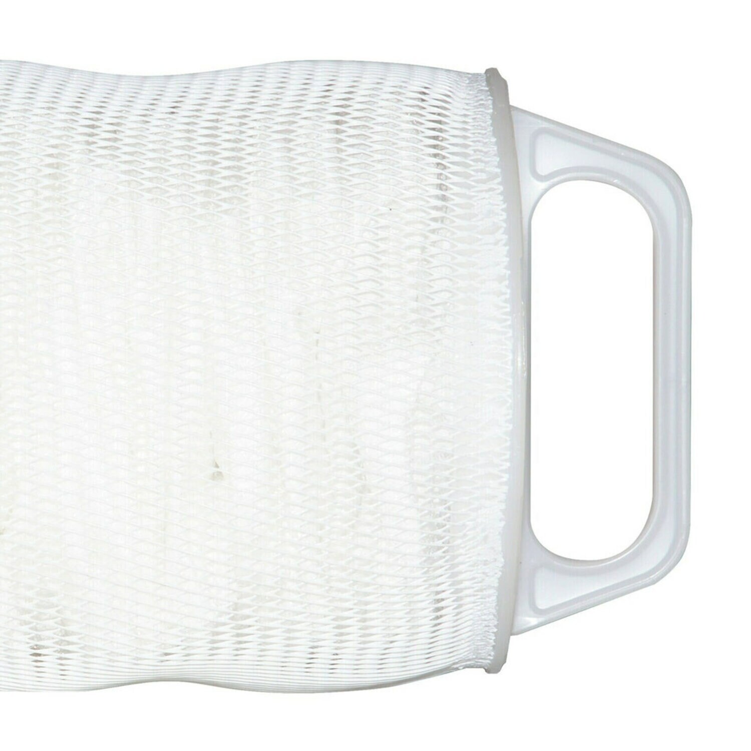 High flow filter cartridge zoomed in with handle laying horizontally on a white background